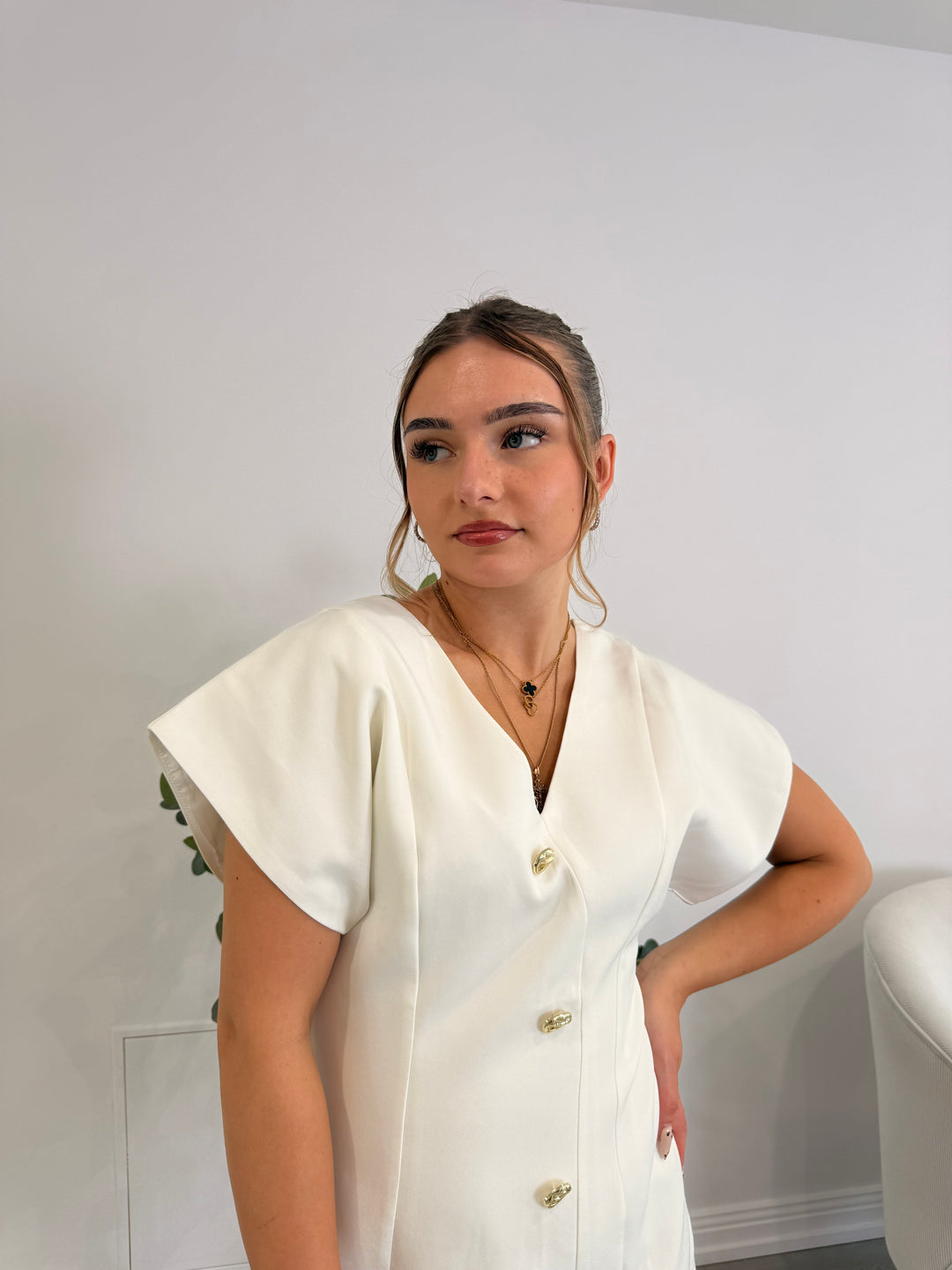 Vienna Button Mini Dress