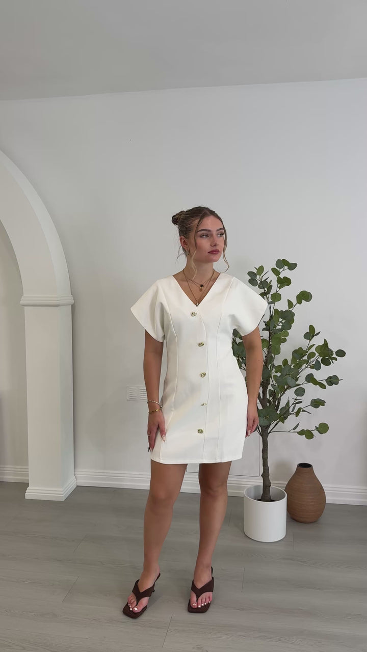 Vienna Button Mini Dress